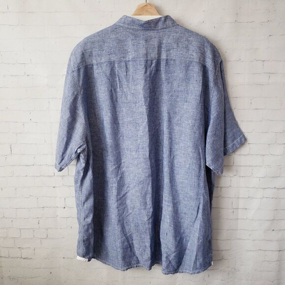 Tommy Bahama 100% Linen Mens Shirts Size XXL 2XL Woven Chambray Blue Hawaiian - Picture 5 of 7